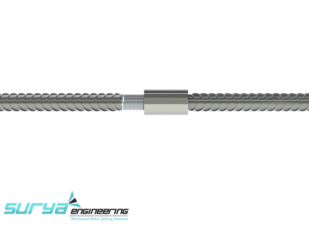 Parallel Threaded Rebar Coupler - front view